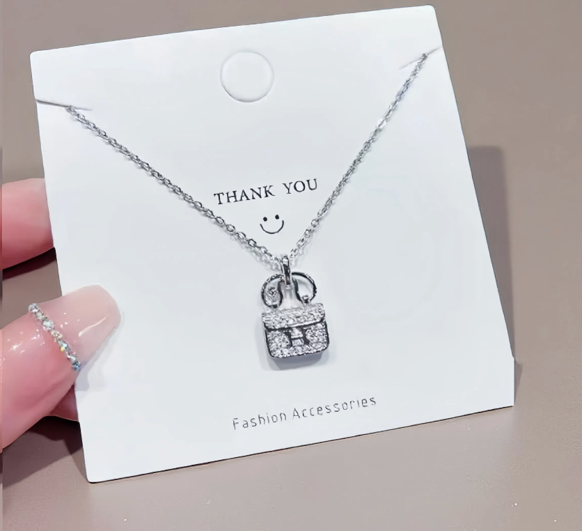 Sparkling Lock Pendant Necklace – Silver Plated